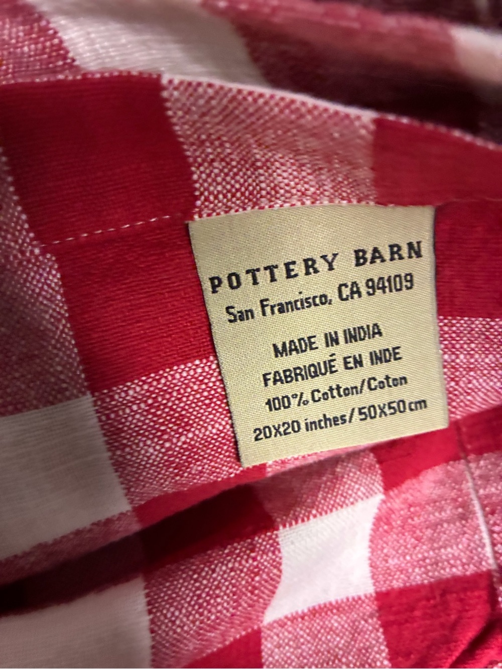 Pottery Barn Baxter Gingham Cotton Napkins Set 5 Red White Picnic - Picture 9 of 10
